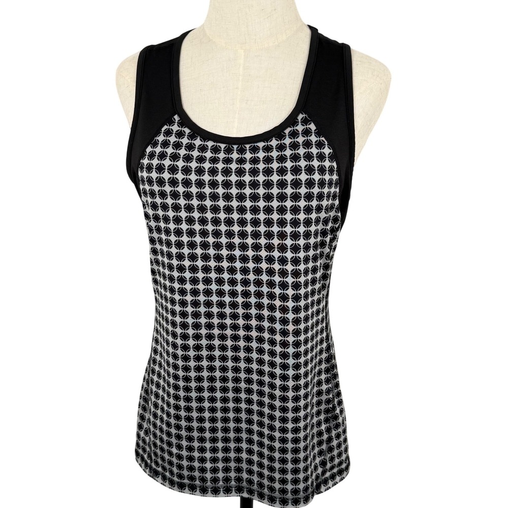 Lands End Active Tank Top S Colorblock Geometric Racerbackβ Activewear Retro EUC